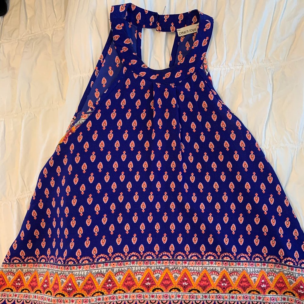 A-line High Neck Colorful Blouse